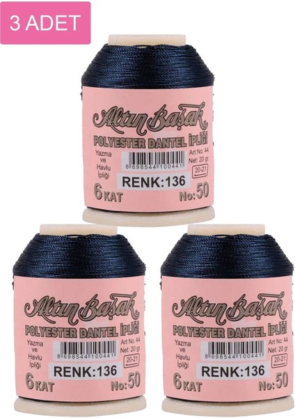 3 Adet Oya ve Dantel İpi 20 gr No: 136