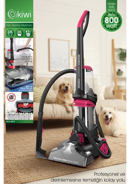 KCC-4371 PRO Bağlanabilir Koltuk Temizleme Başlıklı Dikey Halı Yıkama Leke Çıkartma Makinesi Pembe fiyatları