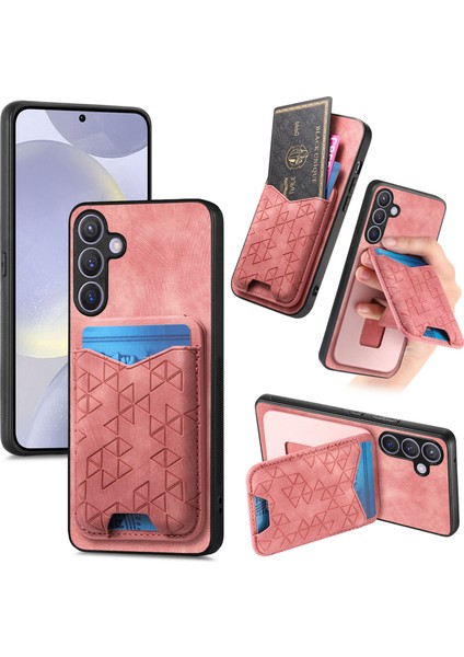 Samsung Galaxy S25 Plus Kart Tutucu Çubuğu Deri Arka Kapak (Yurt Dışından)