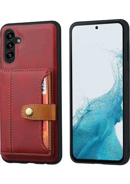 Samsung Galaxy S25 Plus Buzağı Dokulu Kart Tutucu Pu Deri + Tpu Kickstand Telefon Kapağı (Yurt Dışından)