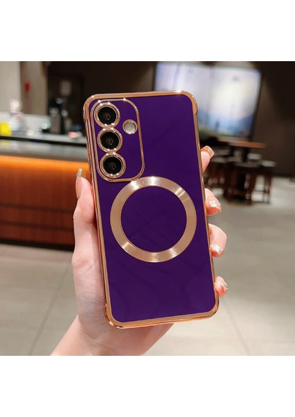 Samsung Galaxy S25 Plus Magsafe ile Uyumlu Elektro Kaplama Tpu Telefon Kapağı (Yurt Dışından)