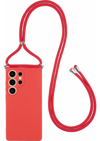 Samsung Galaxy S25 Ultra Crossbody Kılıf Esnek Tpu Fiber Astar Anti-Şok Telefon Kapağı (Yurt Dışından)