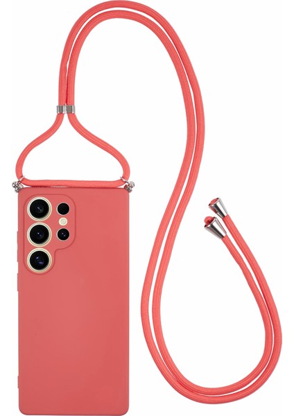 Samsung Galaxy S25 Ultra Crossbody Kılıf Esnek Tpu Fiber Astar Anti-Şok Telefon Kapağı (Yurt Dışından)