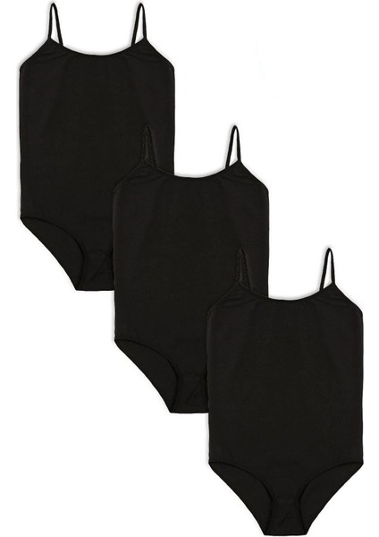 Kadın Çıtçıtlı Askılı Body 3lü Siyah 1054 ONL-02105