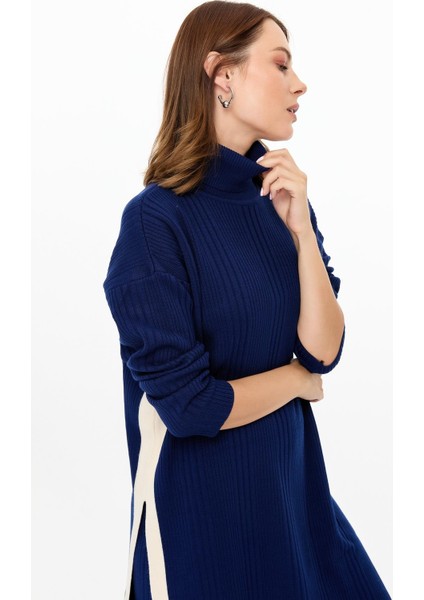 Balıkçı Yaka Tunik-Pantolon Triko Takım-Lacı