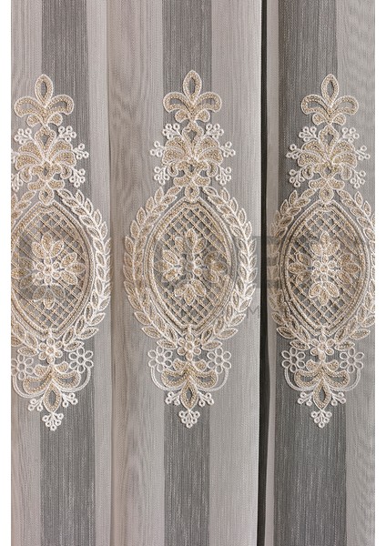 Kullanıma Hazır Azra Desen Dantelli Krem Renk (1x3) Sık Pileli Tül Perde fırsatları