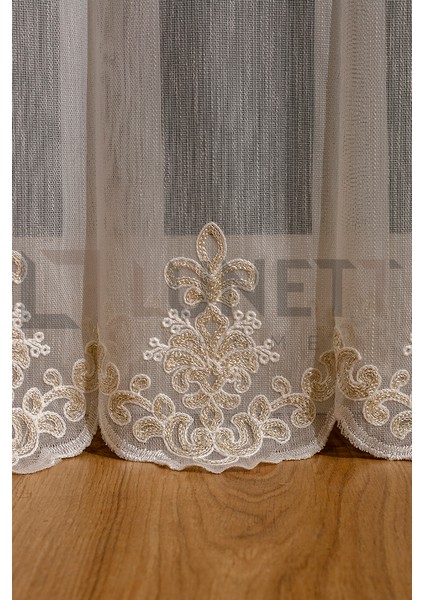 Kullanıma Hazır Azra Desen Dantelli Krem Renk (1x3) Sık Pileli Tül Perde indirimleri