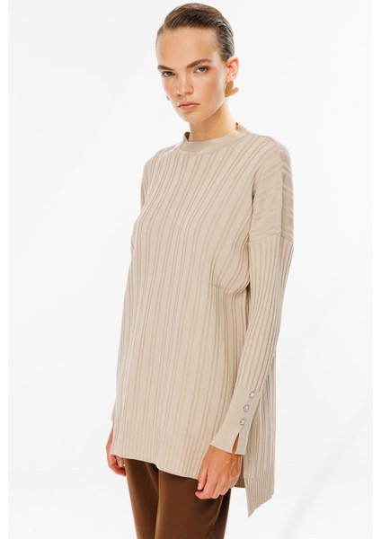 Bisiklet Yaka Triko Tunik-Taş