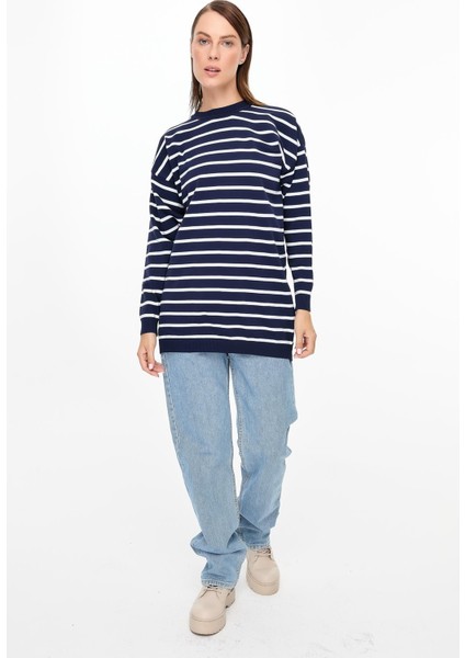 Çizgili Basic Triko Tunik-Lacı