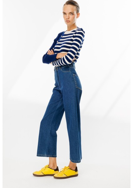 Straight Jean Kot Pantolon-Mavi
