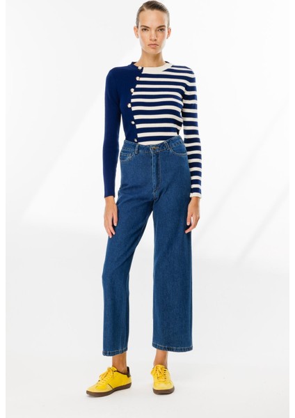 Straight Jean Kot Pantolon-Mavi