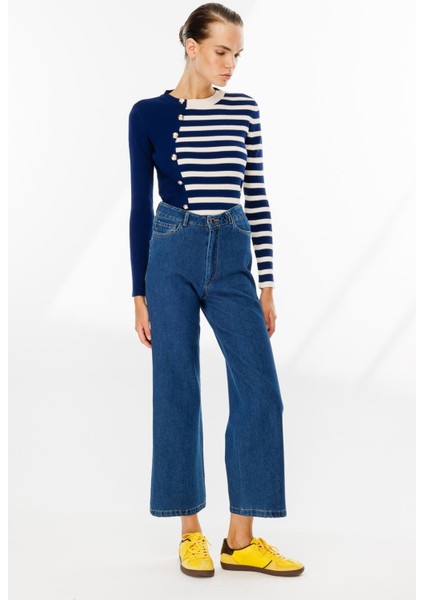 Straight Jean Kot Pantolon-Mavi