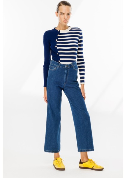 Straight Jean Kot Pantolon-Mavi