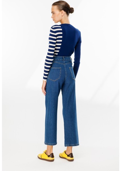 Straight Jean Kot Pantolon-Mavi