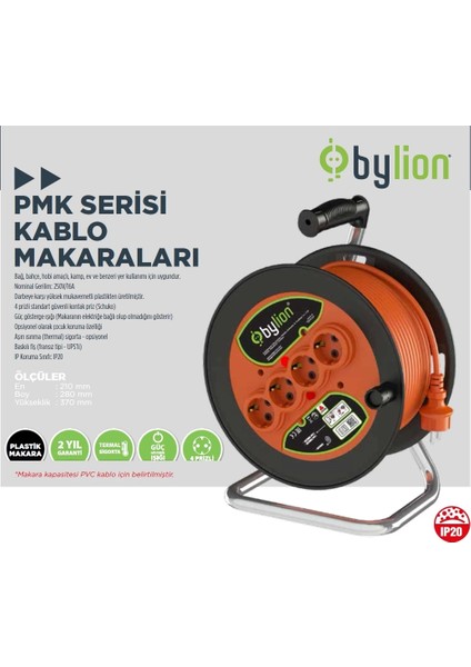 3x2,5 Ttr 50 Metre Kablolu Plastik Kablo Makarası