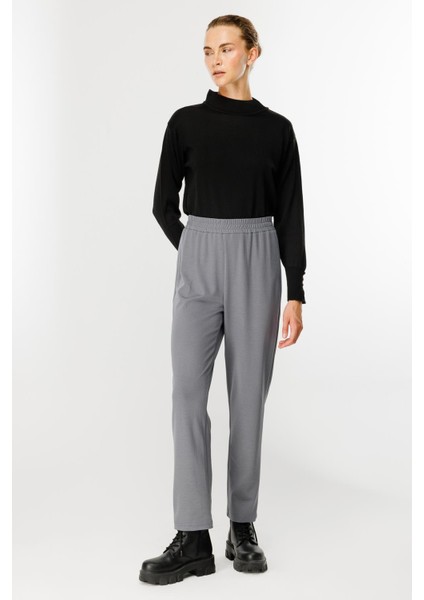 Beli Lastikli Modal Eşofman Altı-Gri