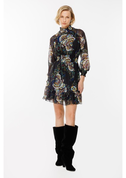 Beli Lastikli Şifon-Siyah