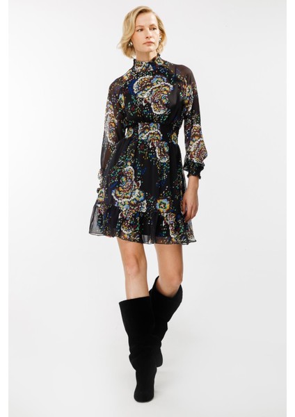 Beli Lastikli Şifon-Siyah