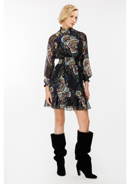 Beli Lastikli Şifon-Siyah