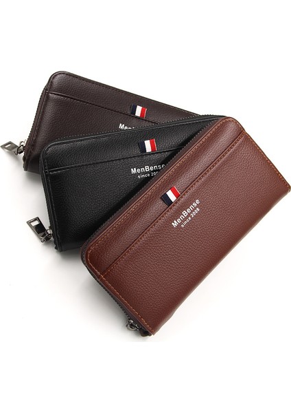 Erkek Cüzdan Iş Fermuarlı Clutch Cüzdan Çoklu Kart Yuvası Kart Tutucu (Yurt Dışından) fiyatları