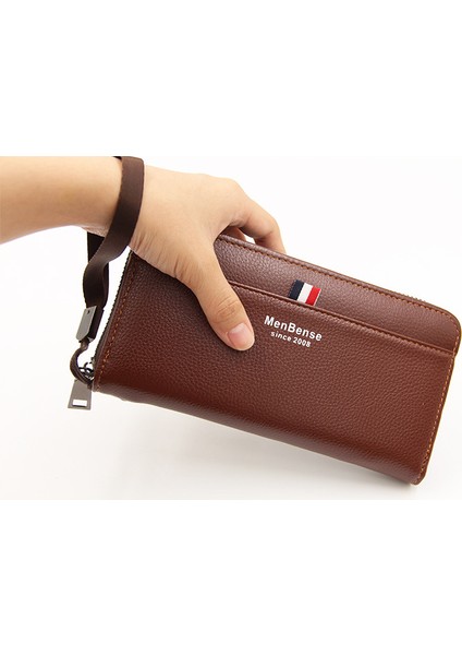 Erkek Cüzdan Iş Fermuarlı Clutch Cüzdan Çoklu Kart Yuvası Kart Tutucu (Yurt Dışından) indirimleri