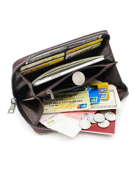 Erkek Orta Uzunluk Fermuarlı Para Zincirçantası Büyük Kapasiteli Elçantası Cep Telefonuçantası Bozuk Para Kartıtutucu (Yurt Dışından) modelleri