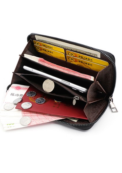 Çekme Kartı Tipi Erkek Uzun Cüzdan Çoklu Kart Yuvası Büyük Kapasiteli El Çantası Cep Telefonu Çantası (Yurt Dışından) fırsatları