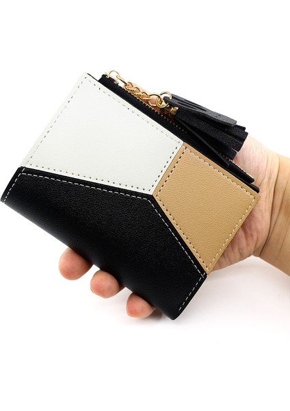 Moda Ekiş Bayan Cüzdan Kısa Büyük Kapasiteli Kız Cüzdan Püskül Küçük Kart Tutucu Yan Fermuarlı Para Cüzdanı (Yurt Dışından)