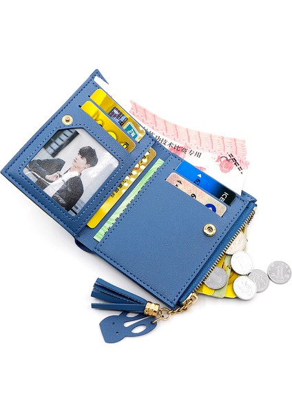 Moda Ekiş Bayan Cüzdan Kısa Büyük Kapasiteli Kız Cüzdan Püskül Küçük Kart Tutucu Yan Fermuarlı Para Cüzdanı (Yurt Dışından) indirimleri