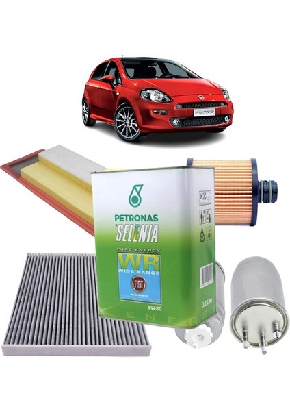 Fiat Punto ve Evo Euro 5 4plus Karbon Filtre Bakım Seti 1.3 Dizel Multijet Selenia Petronas Yağlı 2012-2015 KİT1550H