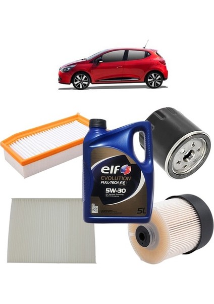 Renault Clio 4 4Plus Filtre Bakım Seti 1.5 Dci Evolution Yağlı 2012-Sonrası KİT1067D
