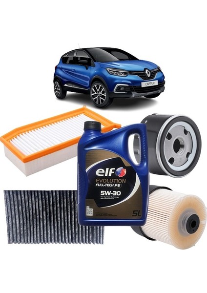 Renault Captur 4plus Karbon Filtre Bakım Seti 1.5 Dci E.l.f Yağlı 2013-2019 KİT2054H
