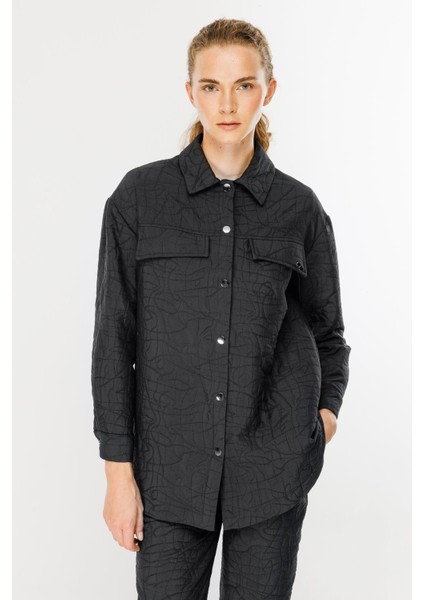 Gömlek Yaka Kapitone Kumaş Tunik-Siyah fiyatları