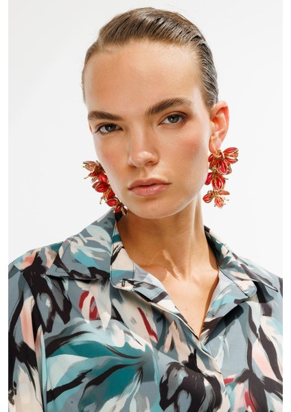 Gizli Düğmeli Uzun Kollu Gömlek-Yeşil