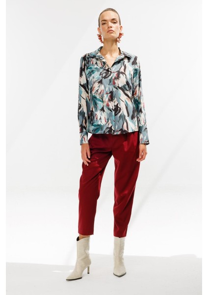 Gizli Düğmeli Uzun Kollu Gömlek-Yeşil fırsatları