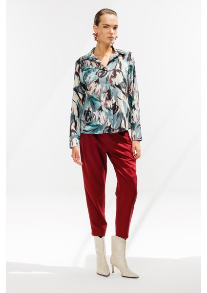 Gizli Düğmeli Uzun Kollu Gömlek-Yeşil indirimleri