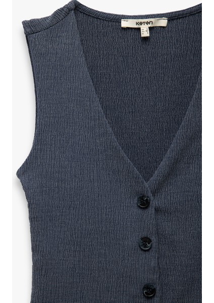 Slim Fit Kolsuz Düğmeli V Yaka Yelek modelleri