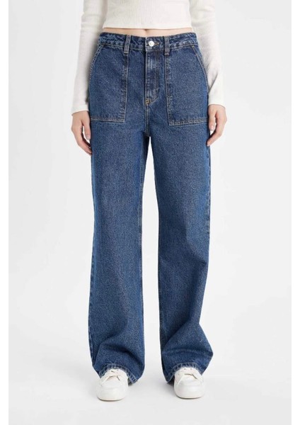 Wide Leg Kargo Yüksek Bel Uzun Jean Pantolon C7326AX24AU