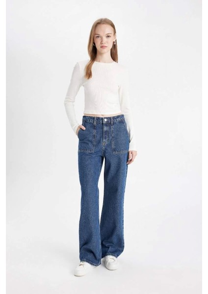 Wide Leg Kargo Yüksek Bel Uzun Jean Pantolon C7326AX24AU