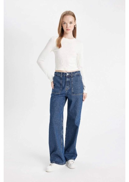 Wide Leg Kargo Yüksek Bel Uzun Jean Pantolon C7326AX24AU