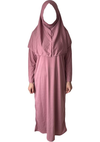 Kız Çocuk Tek Parça Namaz Elbisesi Gül Kurusu