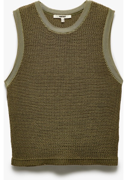 Bisiklet Yaka Kolsuz Dokulu Triko Süveter modelleri