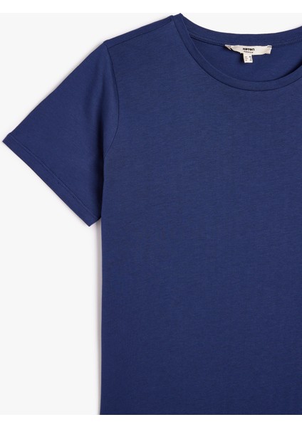 Bisiklet Yaka Kısa Kollu Pamuklu Basic Tişört modelleri
