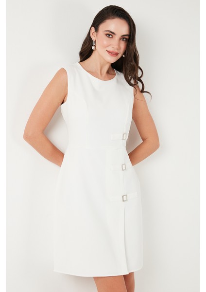 Standart Fit Kemerli Bisiklet Yaka Mini Elbise Bayan Elbise 611EL1964 indirimleri