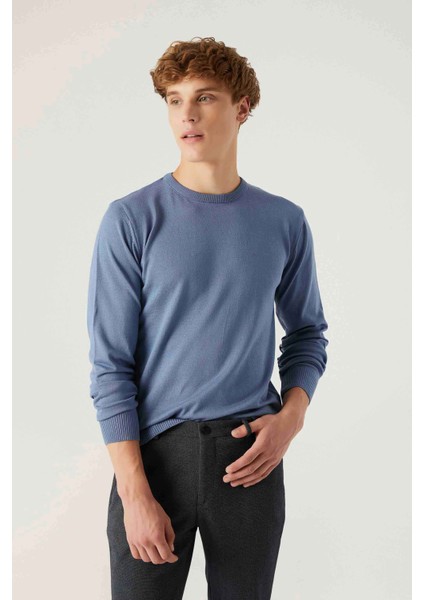 Ds Damat Regular Fit Koyu Mavi Tüylenme Yapmayan Bisiklet Yaka Triko Kazak 5HF06ORT12004 modelleri