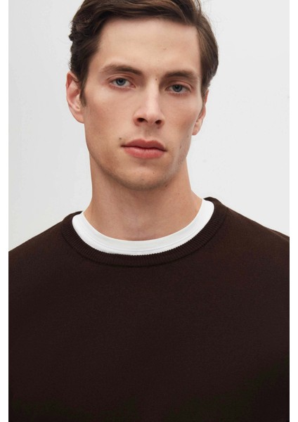 Ds Damat Regular Fit Kahverengi Tüylenme Yapmayan Bisiklet Yaka Triko Kazak 5HF06ORT12004 modelleri