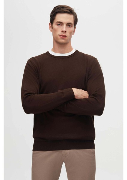 Ds Damat Regular Fit Kahverengi Tüylenme Yapmayan Bisiklet Yaka Triko Kazak 5HF06ORT12004 fiyatları