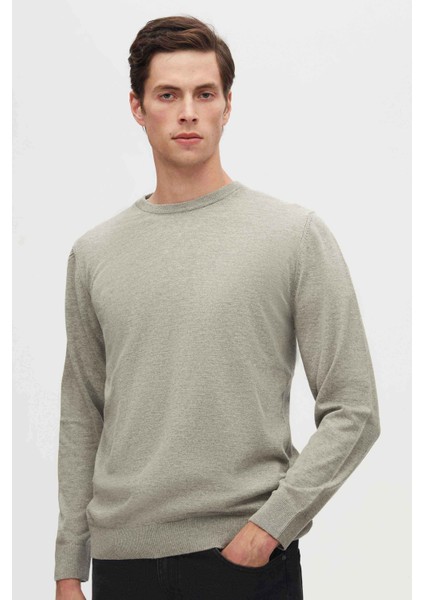 Ds Damat Regular Fit Gri Tüylenme Yapmayan Bisiklet Yaka Triko Kazak 5HF06ORT12004