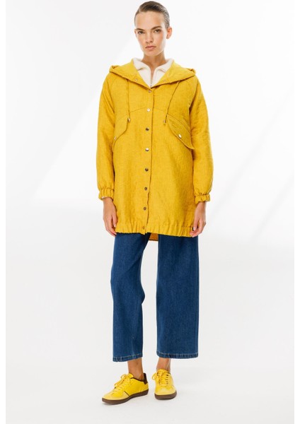 Kapüşonlu Kapitone Desen Spor Ceket-Safran modelleri