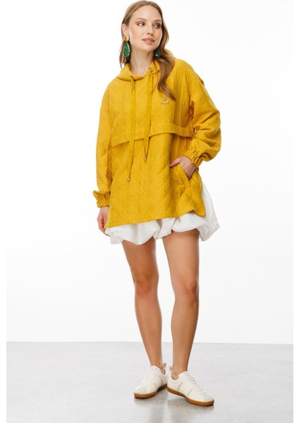 Kapüşon Detaylı Kapitone Sweatshirt-Safran fiyatları